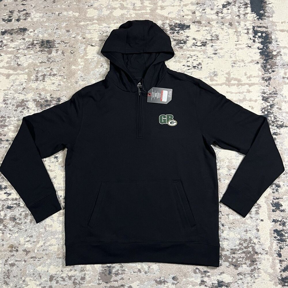 NWT Sz L Green Bay Packers NFL Hoodie Sweatshirt Antigua New 1/4 Zip Pullover